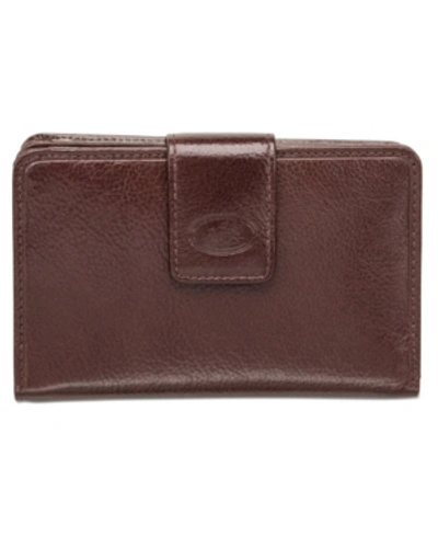Mancini Equestrian-2 Collection Rfid Secure Medium Clutch Wallet In Brown