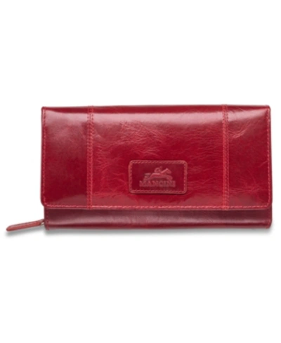 Mancini Casablanca Collection Rfid Secure Ladies Clutch Wallet In Red