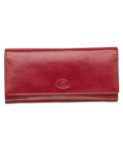 Mancini Equestrian-2 Collection Rfid Secure Trifold Wallet In Red