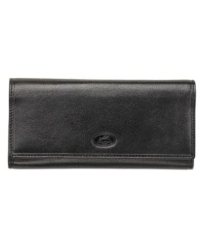 Mancini Equestrian-2 Collection Rfid Secure Trifold Wallet In Black