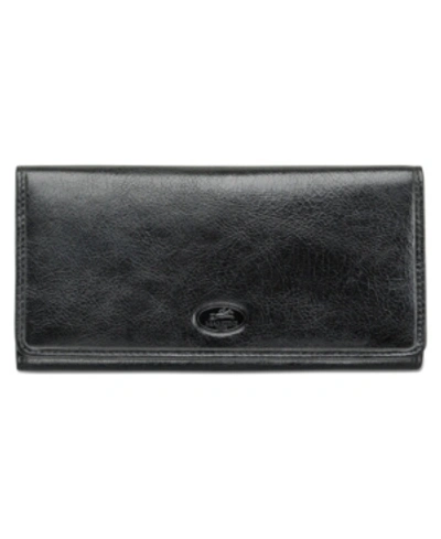 Mancini Equestrian-2 Collection Rfid Secure Trifold Wallet In Black