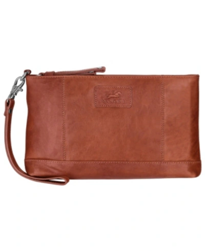 Mancini Casablanca Collection Rfid Secure Ladies Wristlet In Cognac