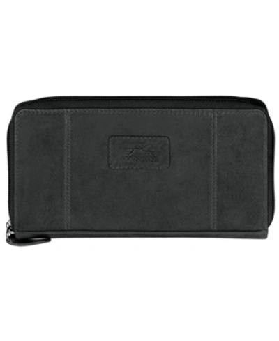 Mancini Casablanca Collection Rfid Secure Zippered Clutch Wallet In Black