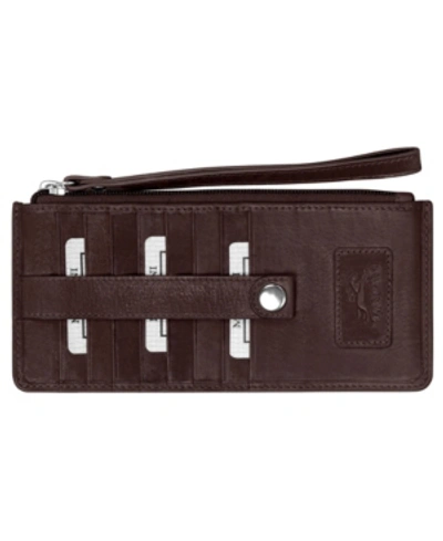 Mancini Casablanca Collection Rfid Secure Ladies Wristlet/wallet In Brown