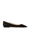 JIMMY CHOO ROMY FLAT Black Suede Pointy Toe Flats,ROMYFLATSUE