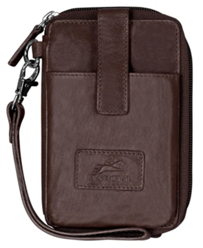 Mancini Casablanca Collection Rfid Secure Cell Phone Wallet In Brown