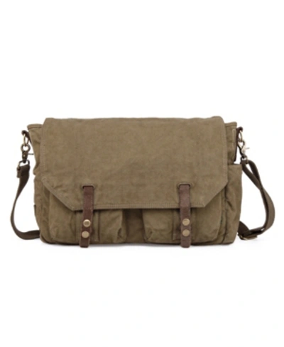 Tsd Brand Coastal Canvas Messenger Bag In Olive