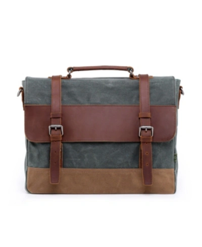 Tsd Brand Stone Creek Waxed Canvas Briefcase In Teal