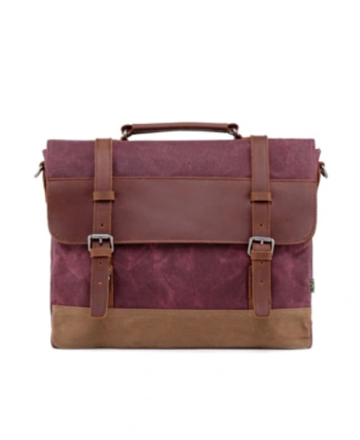 Tsd Brand Stone Creek Waxed Canvas Briefcase In Burgundy