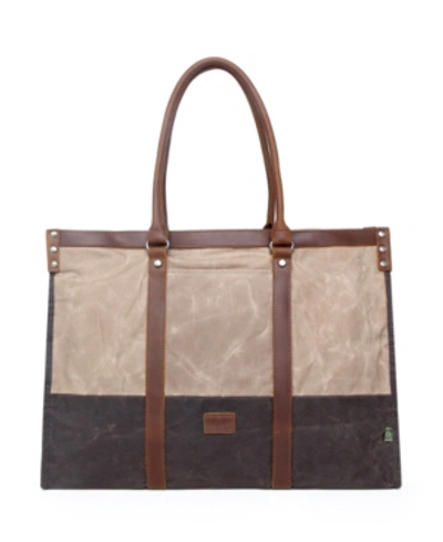 Tsd Brand Stone Creek Waxed Canvas Tote Bag In Beige