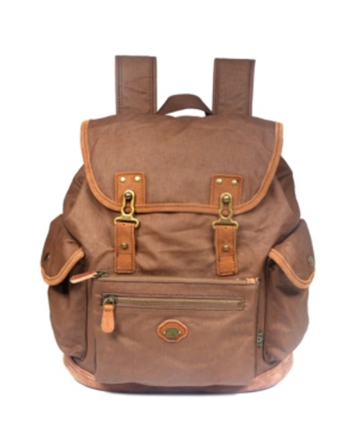 Tsd Brand Dolphin Canvas Backpack In Coffee Bea