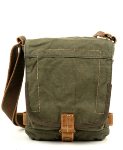 Tsd Brand Atona Classic Flap Canvas Crossbody Bag In Green