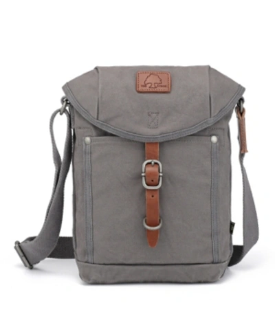 Tsd Brand Forest Canvas Flap Crossbody Bag In Gray