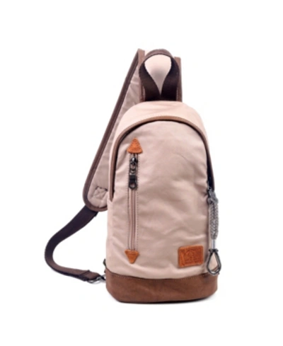 Tsd Brand Urban Light Coated Canvas Sling Bag In Beige