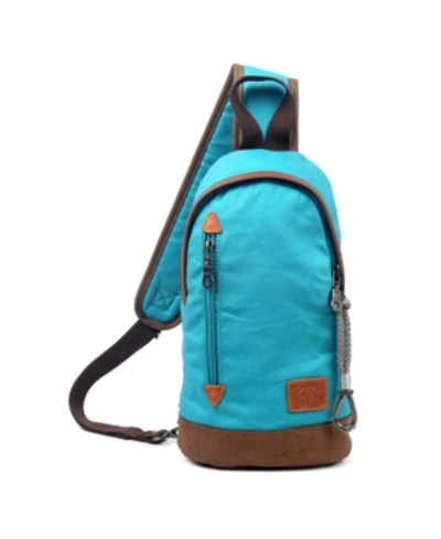 Tsd Brand Urban Light Coated Canvas Sling Bag In Teal