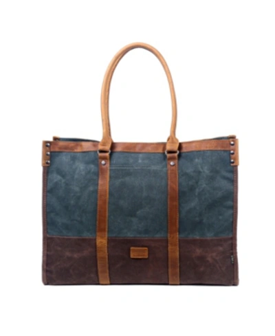 Tsd Brand Stone Creek Waxed Canvas Tote Bag In Teal