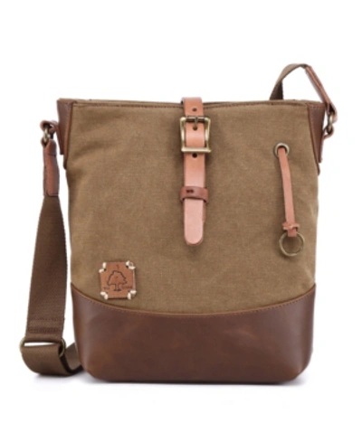 Tsd Brand Redwood Canvas Crossbody Bag In Khaki