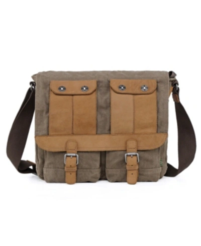 Tsd Brand Valley River Canvas Messenger Bag In Olive