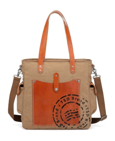 Tsd Brand Super Horse Canvas Tote Bag In Brown