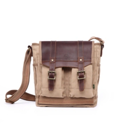 Tsd Brand Turtle Ridge 4-pocket Canvas Crossbody Bag In Camel