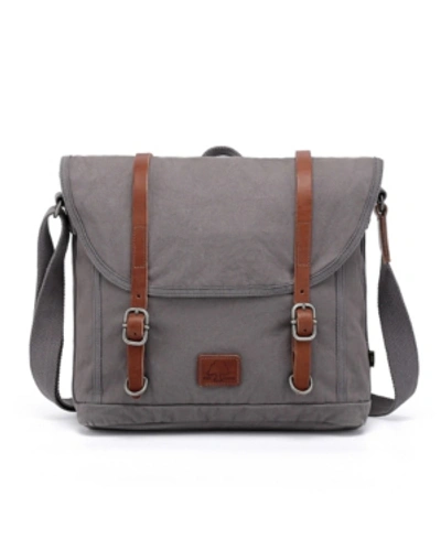Tsd Brand Forest Canvas Messenger Bag In Gray