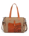 Tsd Brand Super Horse Canvas Satchel Bag In Brown