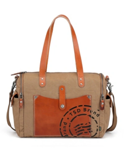 Tsd Brand Super Horse Canvas Satchel Bag In Brown