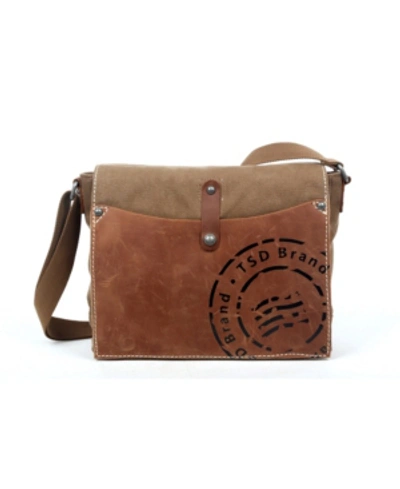 Tsd Brand Super Horse Canvas Messenger Bag In Brown