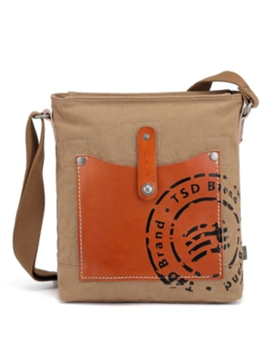 Tsd Brand Super Horse Canvas Crossbody Bag In Brown