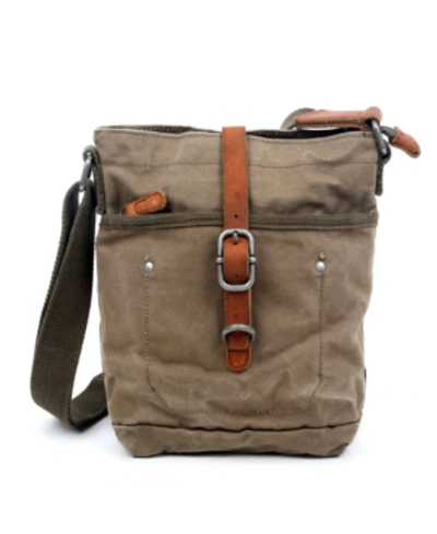 Tsd Brand Forest Canvas Crossbody Bag In Olive