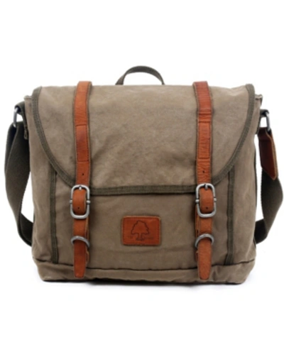 Tsd Brand Forest Canvas Messenger Bag In Olive