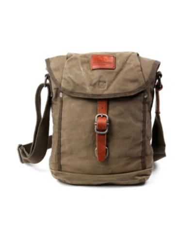 Tsd Brand Forest Canvas Flap Crossbody Bag In Olive