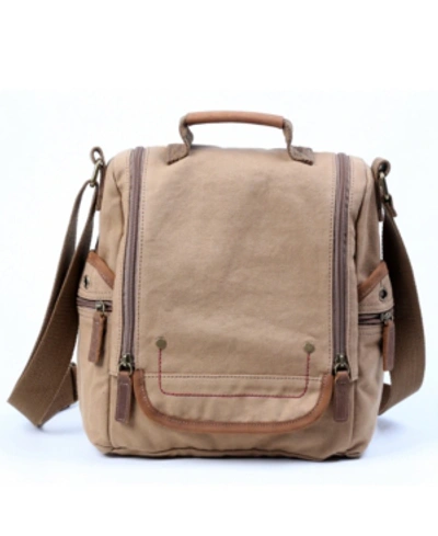 Tsd Brand Atona Traveler Canvas Crossbody Bag In Khaki