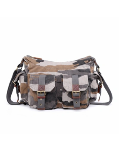 Tsd Brand Camo Canvas Messenger Bag In Gray