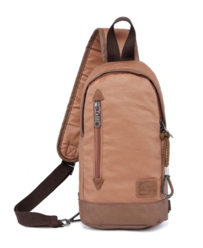Tsd Brand Urban Light Coated Canvas Sling Bag In Khaki