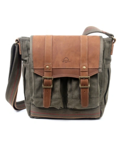 Tsd Brand Turtle Ridge 4-pocket Canvas Crossbody Bag In Olive