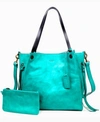 Old Trend Daisy Leather Tote Bag In Aqua