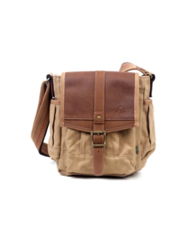 Tsd Brand Turtle Ridge Canvas Crossbody Bag In Camel