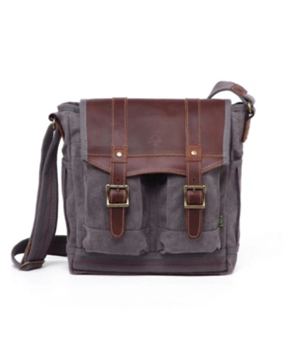 Tsd Brand Turtle Ridge 4-pocket Canvas Crossbody Bag In Gray