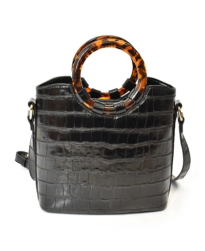 Imoshion Handbags Round Tort Handles And Removable/adjustable Strap Crossbody Bag In Black