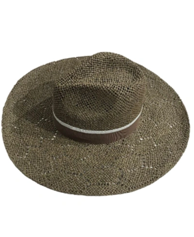 Marcus Adler Open Weave Wide Brim Hat In Grey Taupe