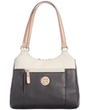 Giani Bernini Colorblock Pebbled 4-poster Tote, Created For Macy's In Black/ivory/silver