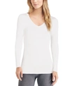 Cuddl Duds Plus Size Softwear With Stretch Long-sleeve V-neck Top In Ivory