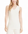 Cuddl Duds Softwear Lace-edge V-neck Tank Top In Ivory