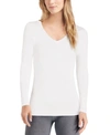 Cuddl Duds Plus Size Softwear With Stretch Long-sleeve V-neck Top In Ivory