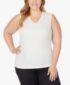 Cuddl Duds Softwear Lace-edge V-neck Tank Top In Ivory