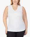 Cuddl Duds Softwear Lace-edge V-neck Tank Top In White