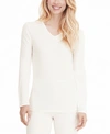 Cuddl Duds Plus Size Softwear With Stretch Long-sleeve V-neck Top In Ivory