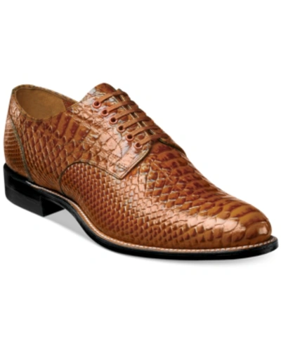 Stacy Adams Madison Mens Snake Embossed Leather Oxfords In Tan