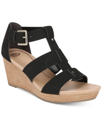 Dr. Scholl's Women's Barton-wedge Sandals Women's Shoes In Black Snake Print